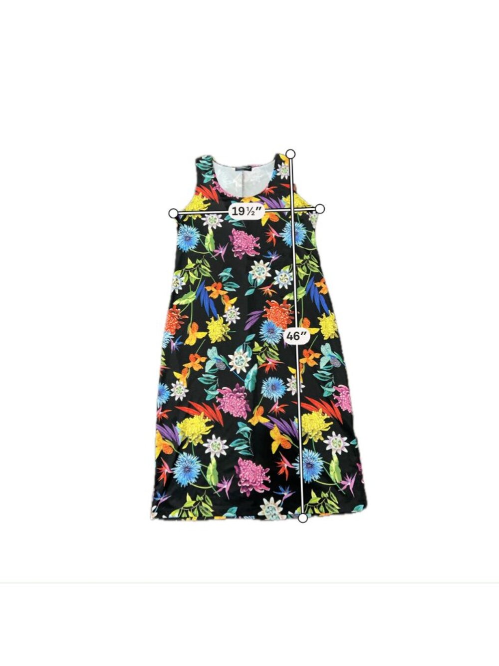 Travel Elements Large Black Floral Sleeveless Midi Dress Polyester Boho - Picture 7 of 12